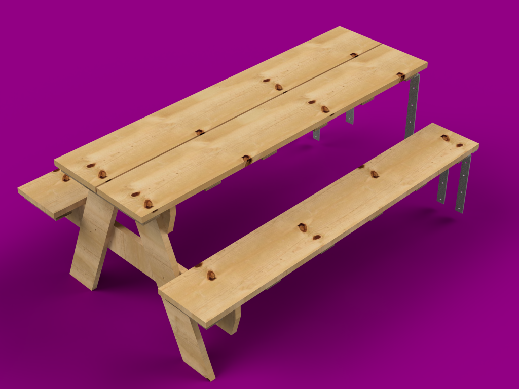 Smalle tafel van 2 brede planken.